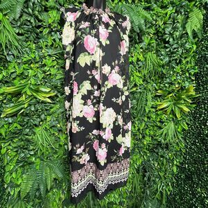 Women Dress Medium‎ Black Floral Sleeveless Flared Ups & Downs 1228